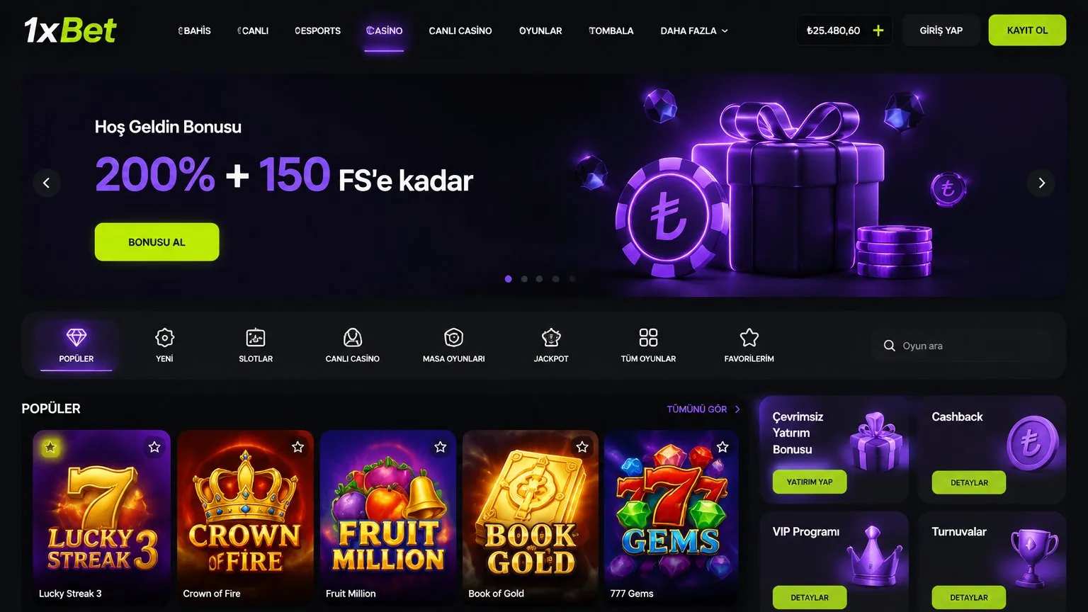 1xBet platformuna genel bakış arayüz ve menü yapısı